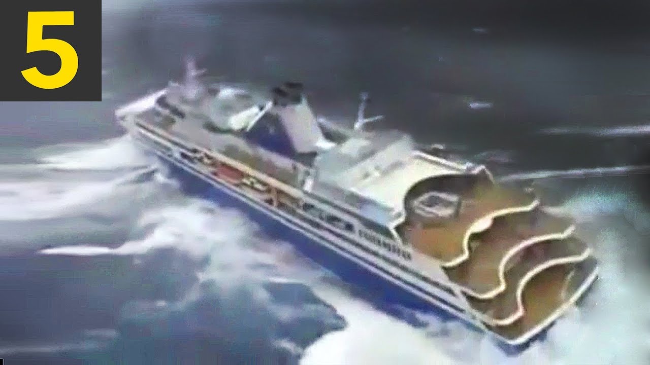 cruise ship rolling in high seas